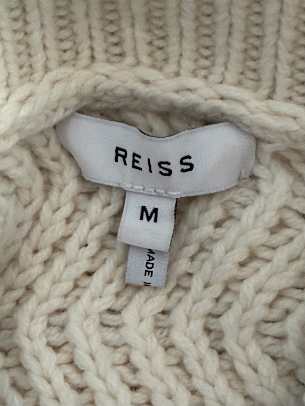 Reiss Alexis Cable Knit Zip Neck Jumper Sweater Cream M - Picture 5 of 8
